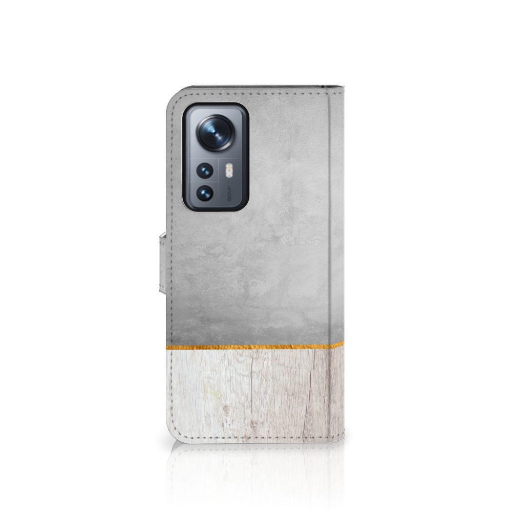 Xiaomi 12 Pro Book Style Case Wood Concrete
