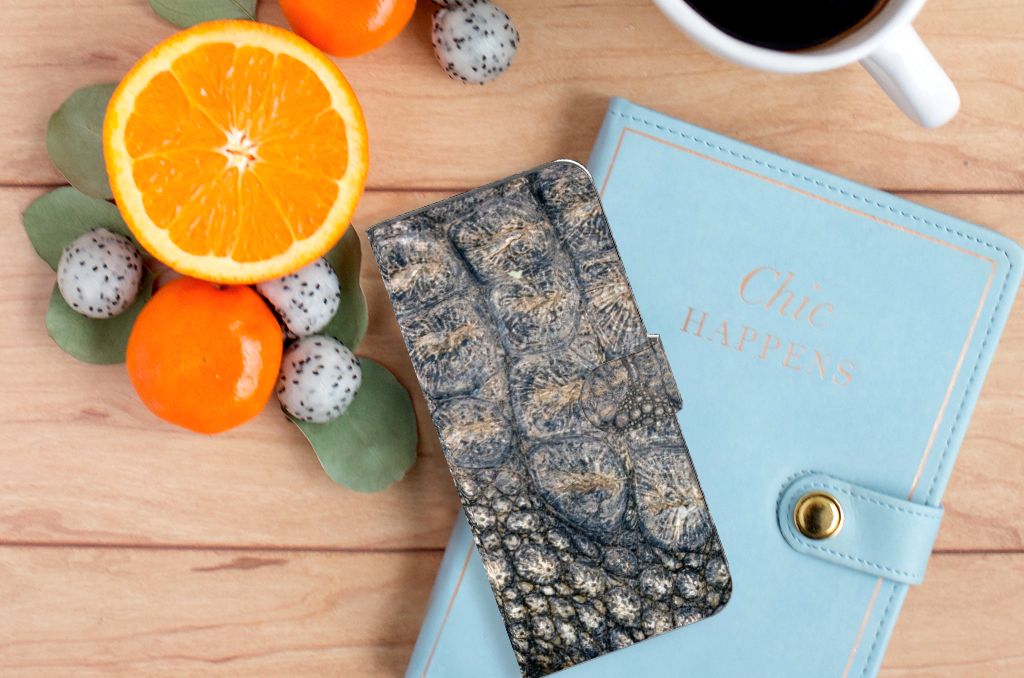 Xiaomi Redmi 10C Telefoonhoesje met Pasjes Krokodillenprint
