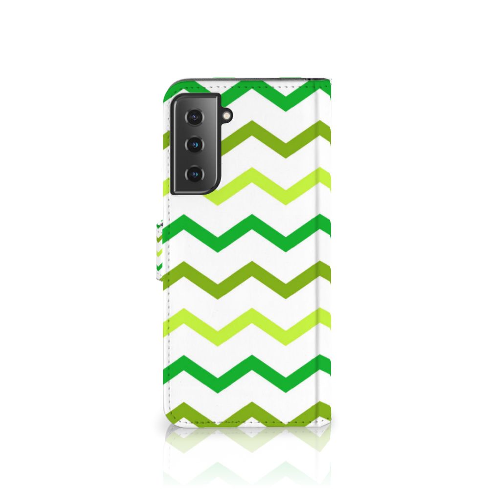 Samsung Galaxy S21 Plus Telefoon Hoesje Zigzag Groen
