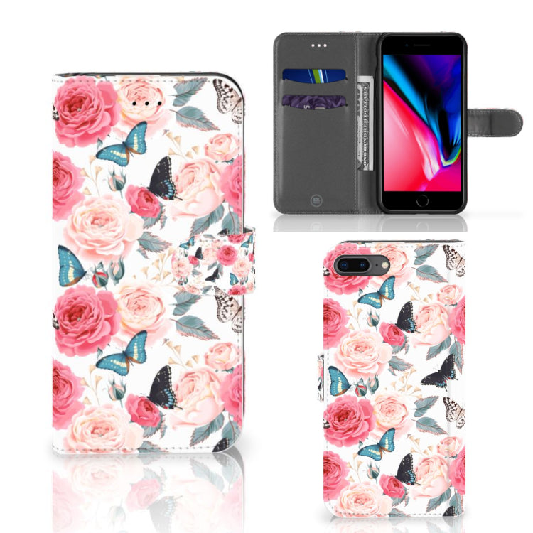 Apple iPhone 7 Plus | 8 Plus Hoesje Butterfly Roses