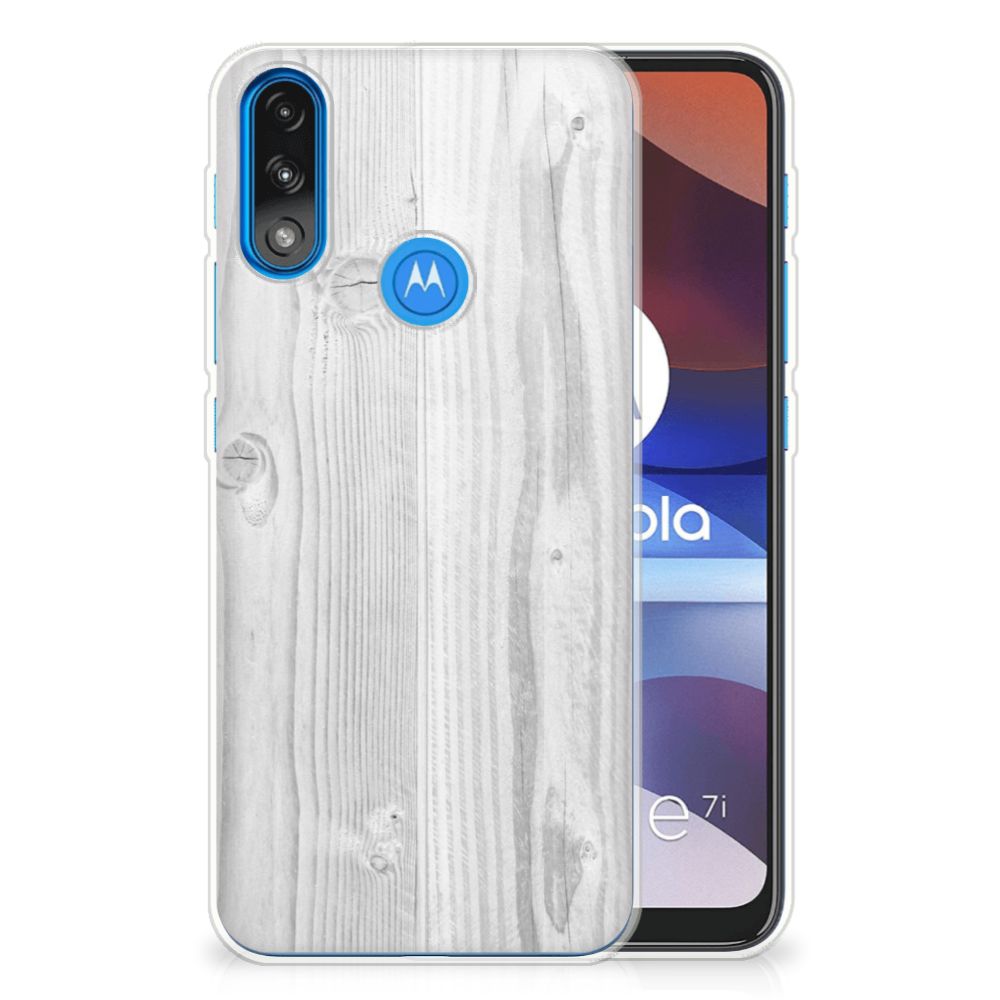 Motorola Moto E7/E7i Power Bumper Hoesje White Wood