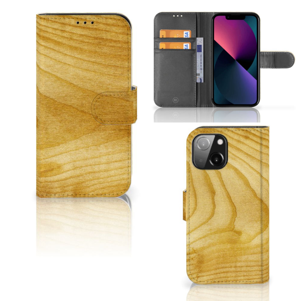 iPhone 13 Mini Book Style Case Licht Hout