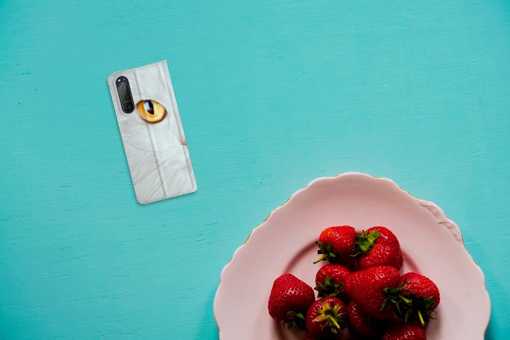 Sony Xperia 5 II Hoesje maken Witte Kat - B2C Telecom