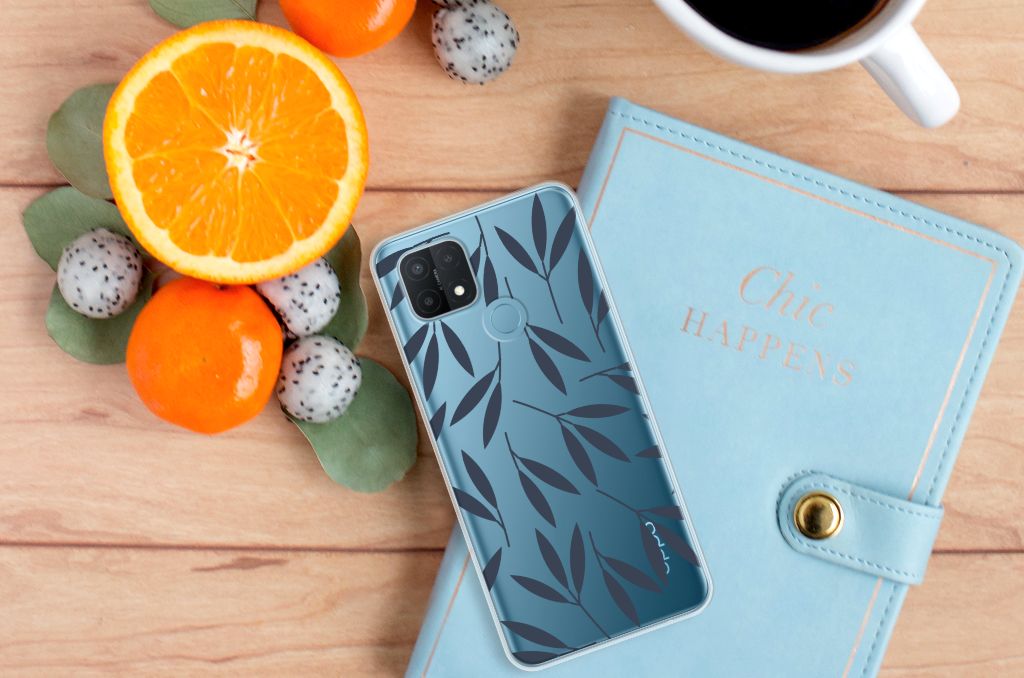 OPPO A15 TPU Case Leaves Blue B2C Telecom