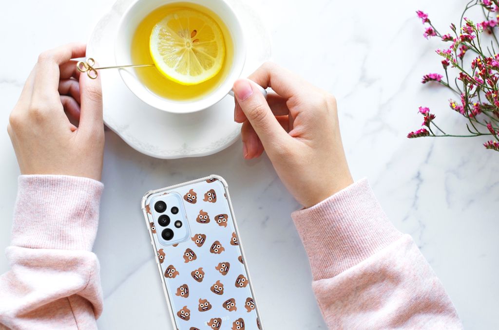 Doorzichtige Silicone Hoesje voor Samsung Galaxy A23 Poep Emojis - B2C Telecom