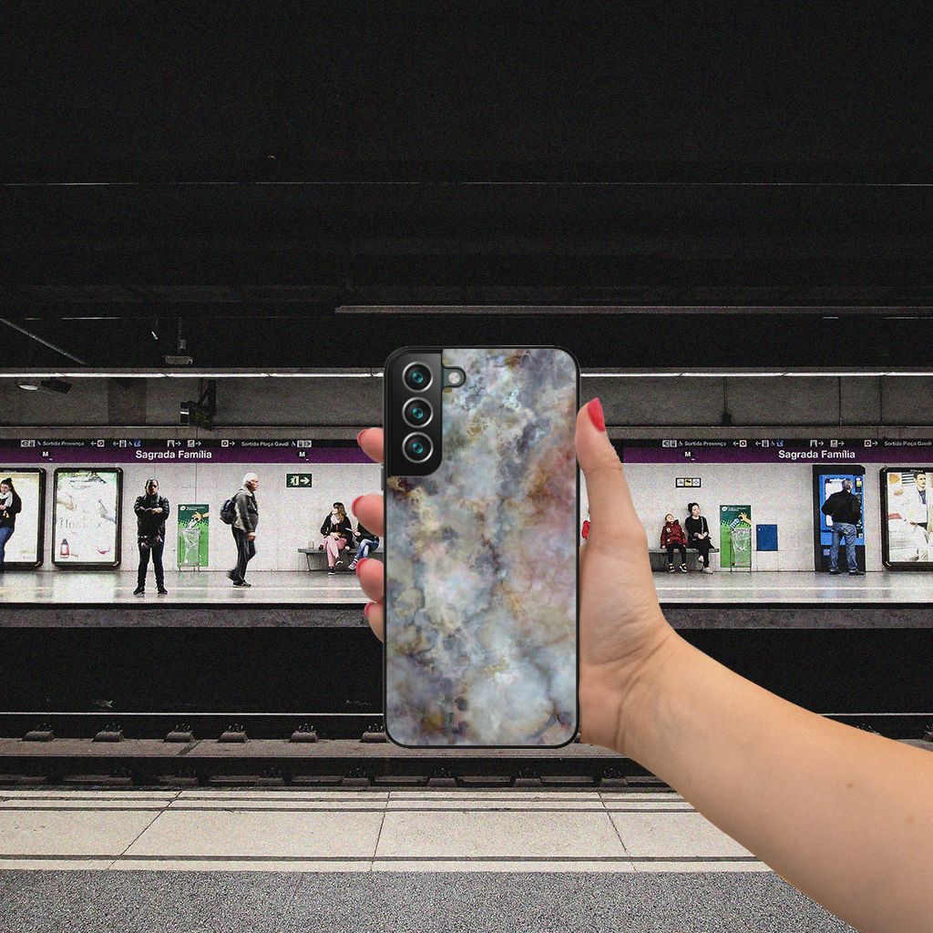 Samsung Galaxy S22 Plus Marmeren Print Telefoonhoesje Marmer Grijs B2C Telecom