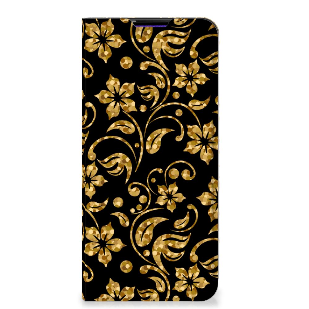 Samsung Galaxy A03s Smart Cover Gouden Bloemen - B2C Telecom