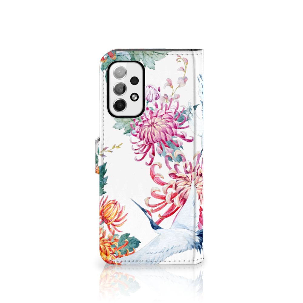 Samsung Galaxy A73 5G Telefoonhoesje met Pasjes Bird Flowers