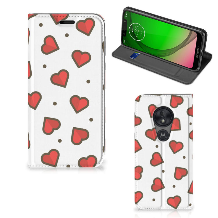 Motorola Moto G7 Play Hoesje met Magneet Hearts