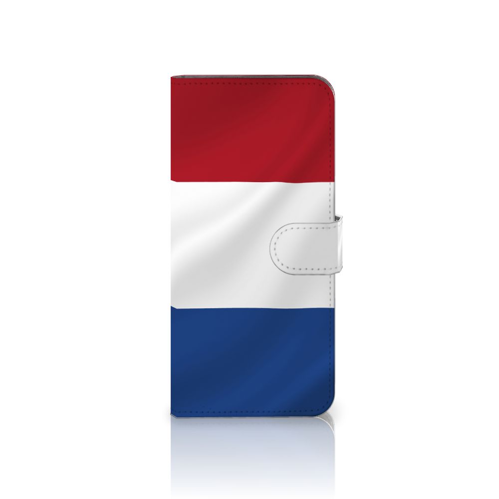 Motorola Edge 20 Lite Bookstyle Case Nederlandse Vlag met artistieke weergave van de Nederlandse vlag