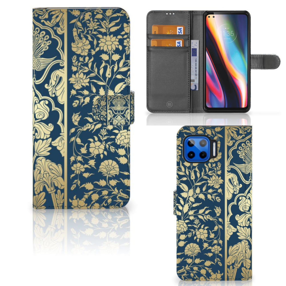 Motorola Moto G 5G Plus Hoesje Beige Flowers