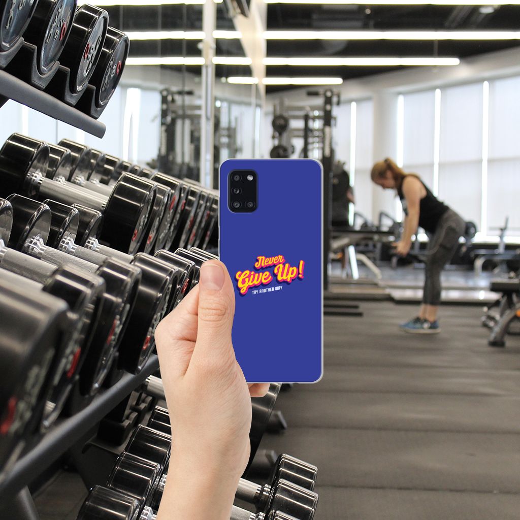 Samsung Galaxy A31 Siliconen hoesje met naam Never Give Up B2C Telecom