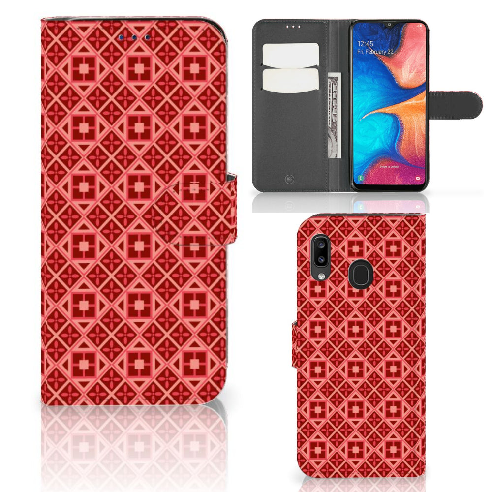 Samsung Galaxy A30 Telefoon Hoesje Batik Rood