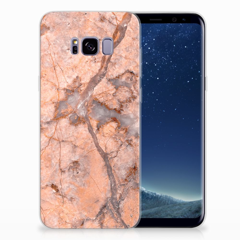Samsung Galaxy S8 Plus TPU Siliconen Hoesje Marmer Oranje