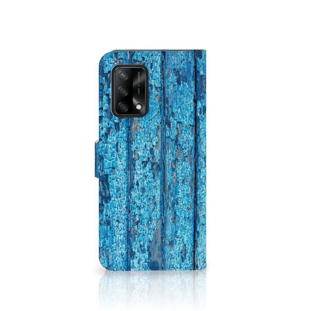 OPPO A74 4G Book Style Case Wood Blue