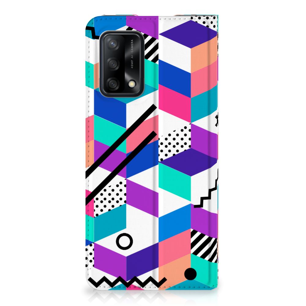 OPPO A74 4G Stand Case Blokken Kleurrijk - B2C Telecom