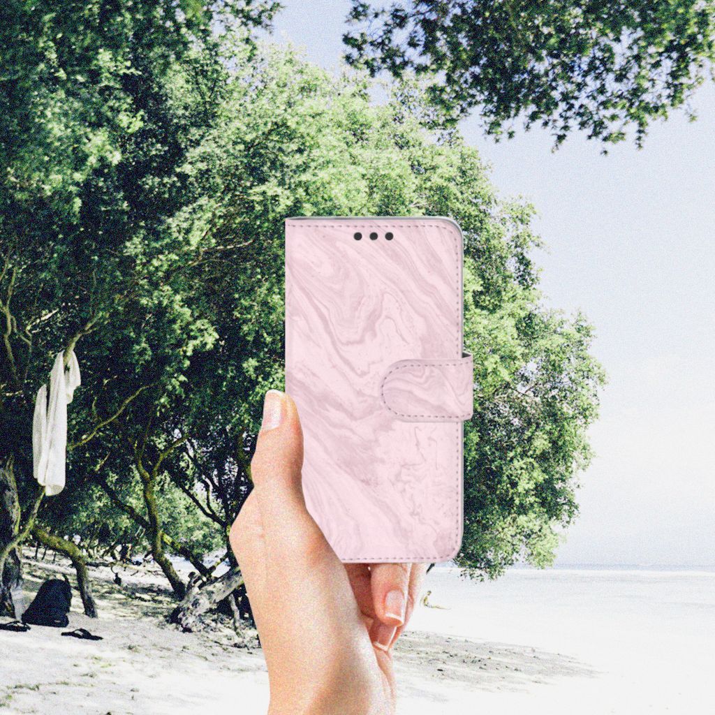 Microsoft Lumia 650 Bookcase Marble Pink - Origineel Cadeau Vriendin