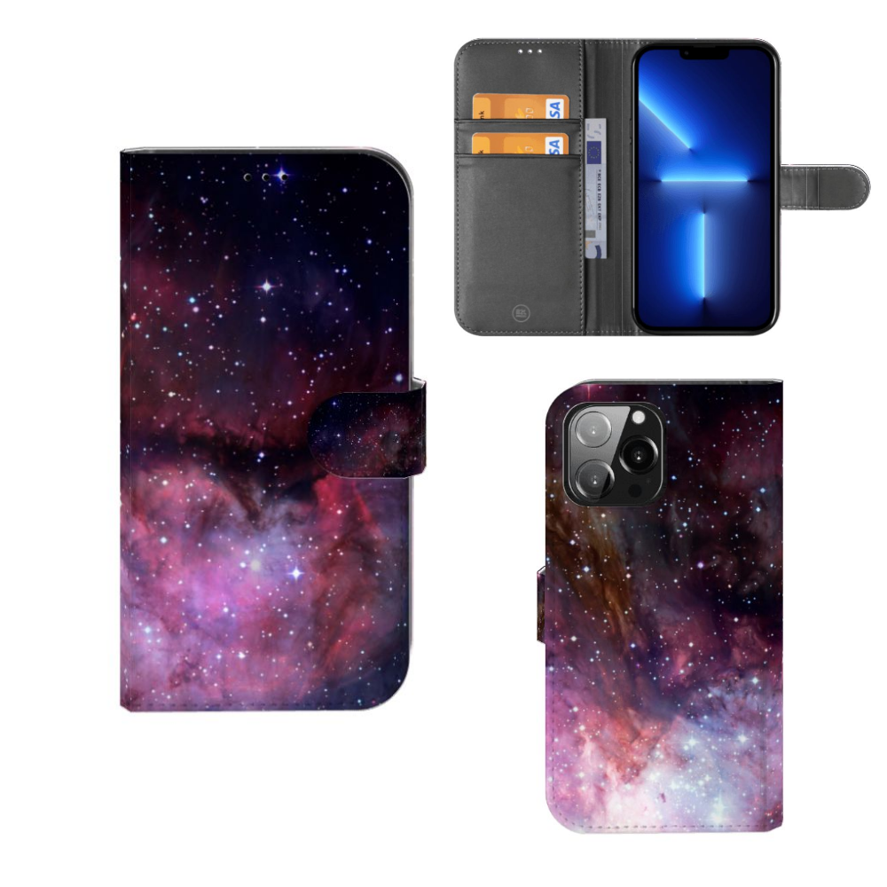 Book Case voor iPhone 13 Pro Max Galaxy met sterren en planeten design 🌌.