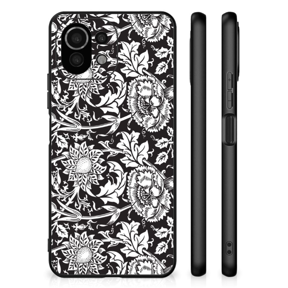 Xiaomi 11 Lite 5G NE | Mi 11 Lite Bloemen Hoesje Black Flowers