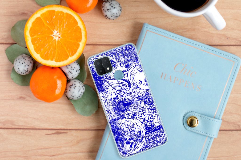 Silicone Back Case OPPO A15 Angel Skull Blauw B2C Telecom