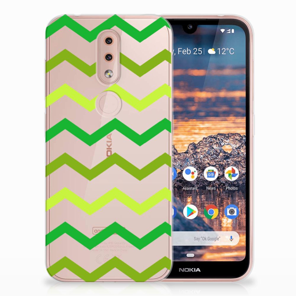 Nokia 4.2 TPU bumper Zigzag Groen