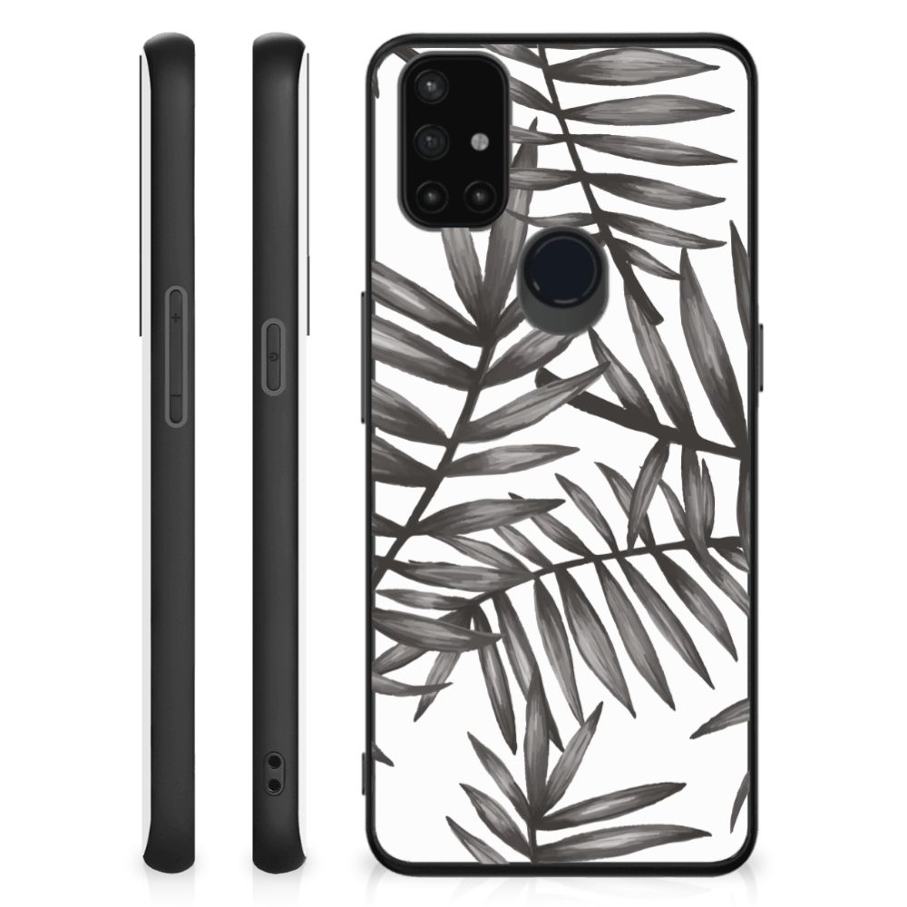 OnePlus Nord N10 5G Bloemen Hoesje Leaves Grey