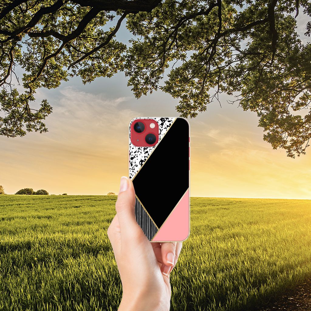 Apple iPhone 13 TPU Hoesje Zwart Roze Vormen B2C Telecom