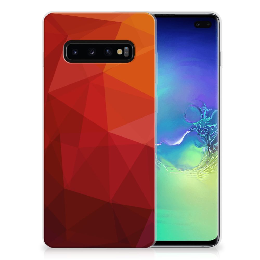 TPU Hoesje voor Samsung Galaxy S10 Plus Polygon Red