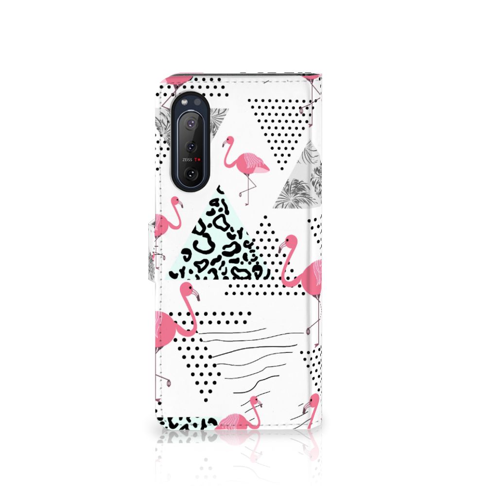 Sony Xperia 5II Telefoonhoesje met Pasjes Flamingo Triangle