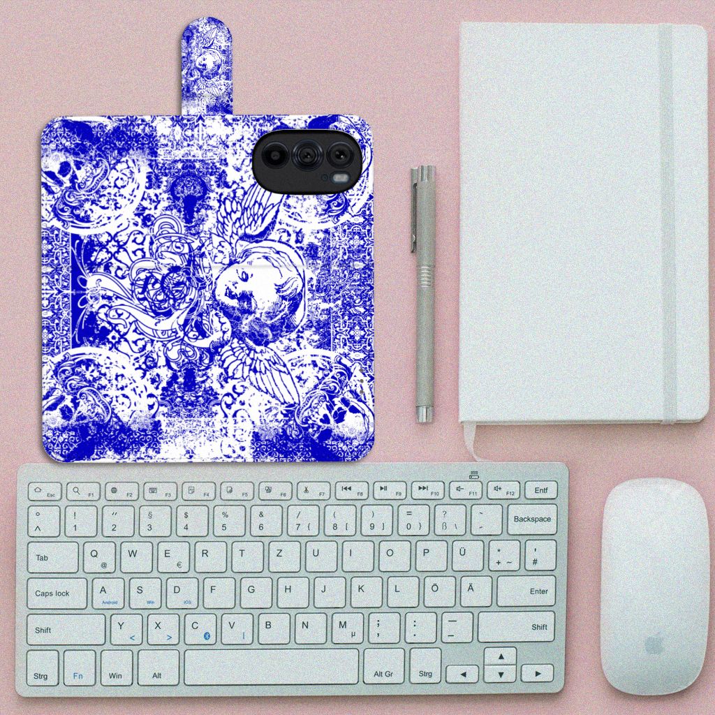 Telefoonhoesje met Naam Motorola Edge 30 Pro Angel Skull Blauw