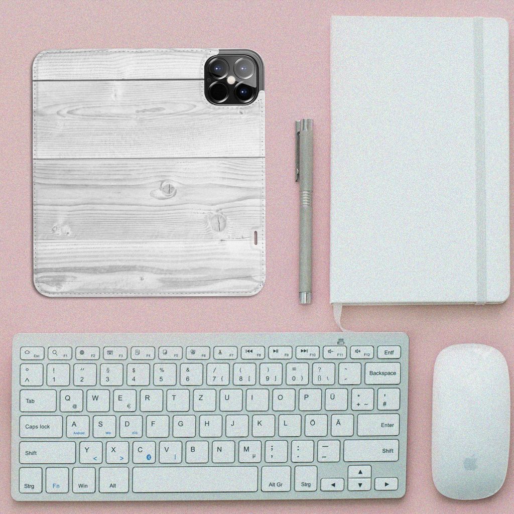 iPhone 12 Pro Max Book Wallet Case White Wood - B2C Telecom