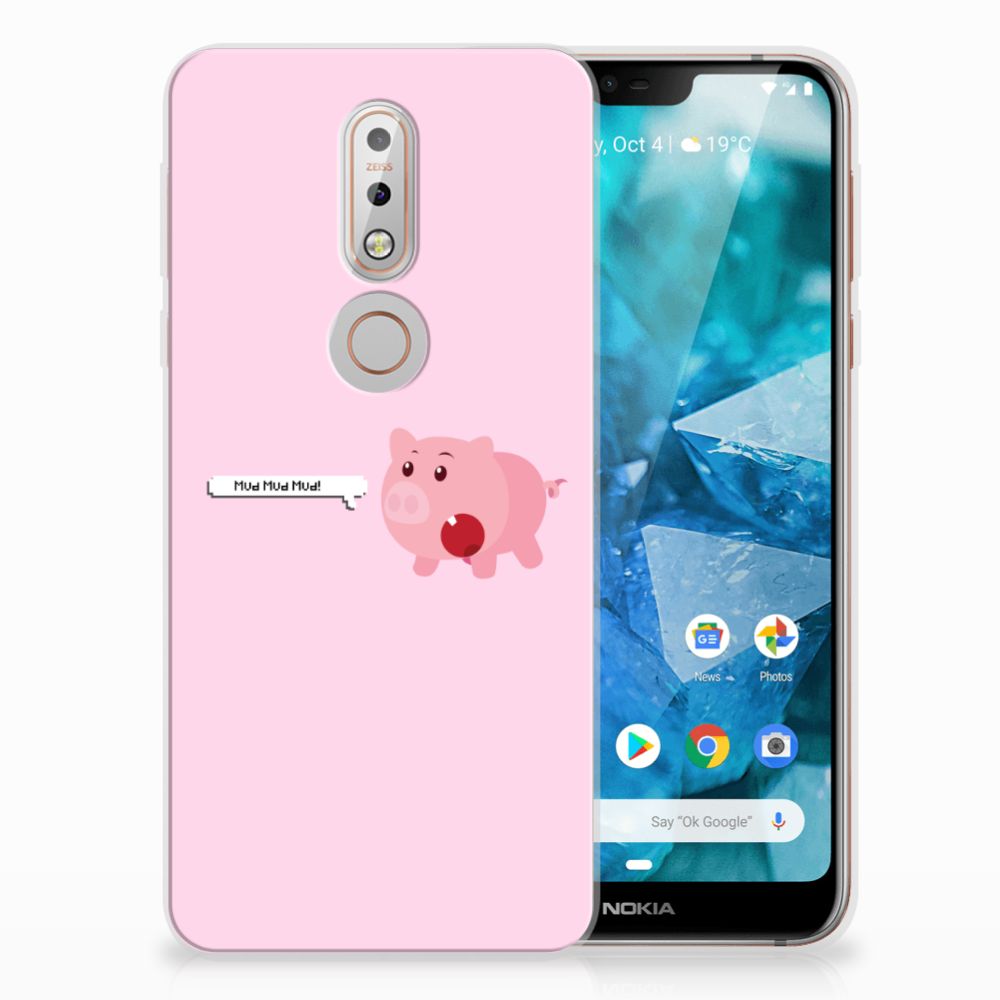 Nokia 7.1 Telefoonhoesje met Naam Pig Mud