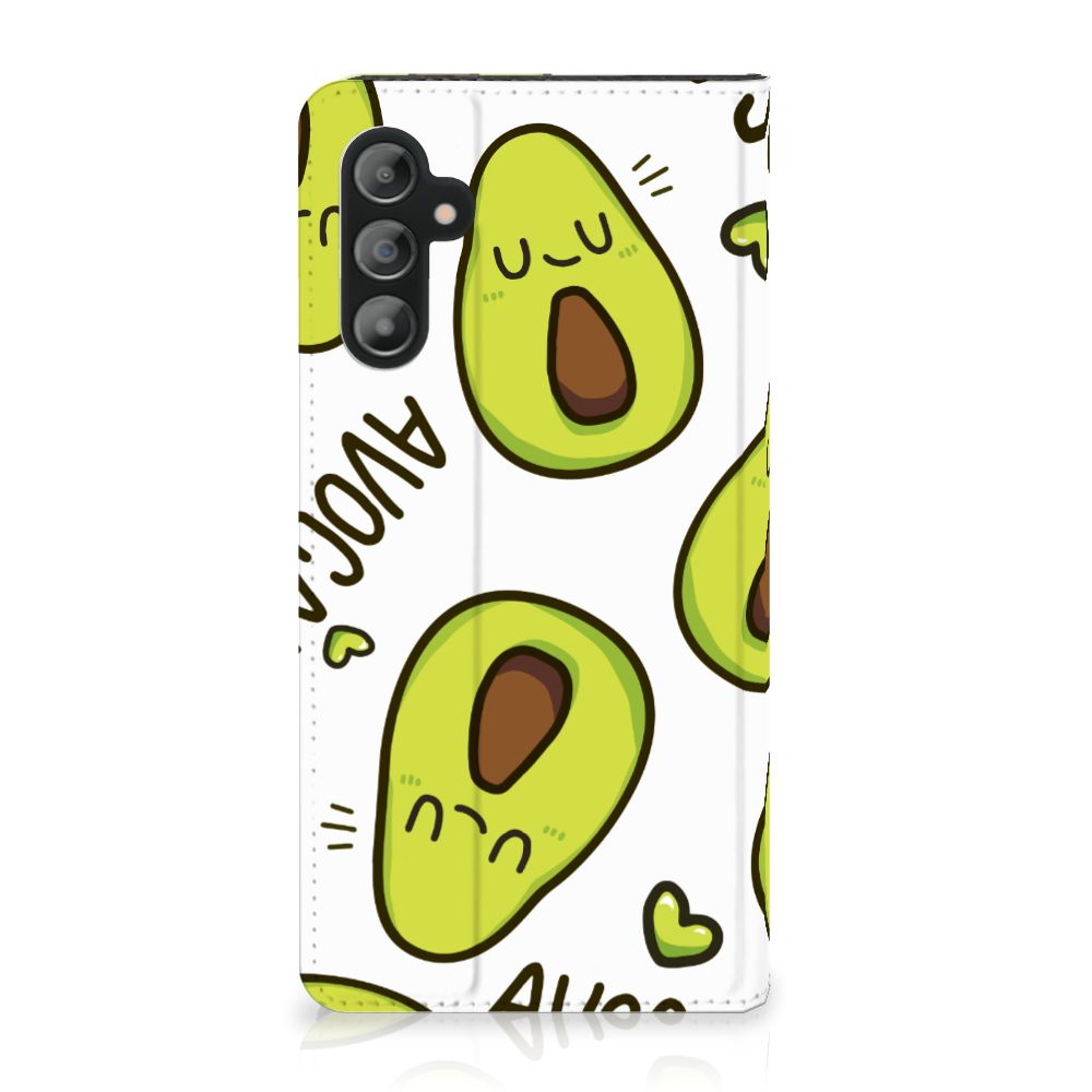 Samsung Galaxy A14 4G Magnet Case Avocado Singing design featuring cute avocados on a white background.