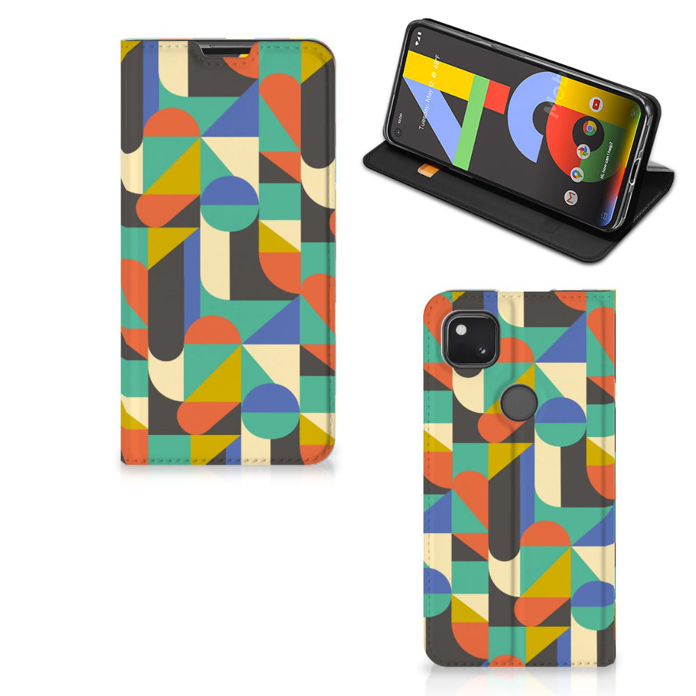 Google Pixel 4a Hoesje met Magneet Funky Retro