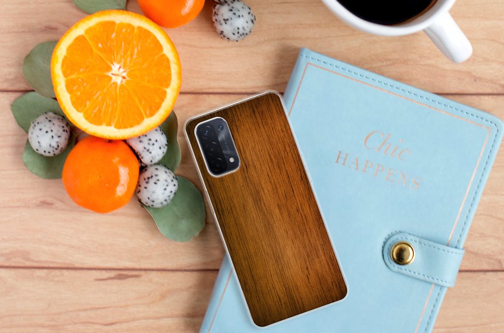 OPPO A93 5G Bumper Hoesje Donker Hout