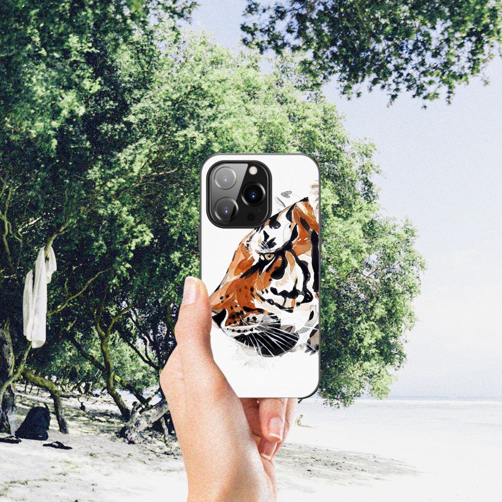 Kleurrijke Telefoonhoesje iPhone 14 Pro Watercolor Tiger B2C Telecom