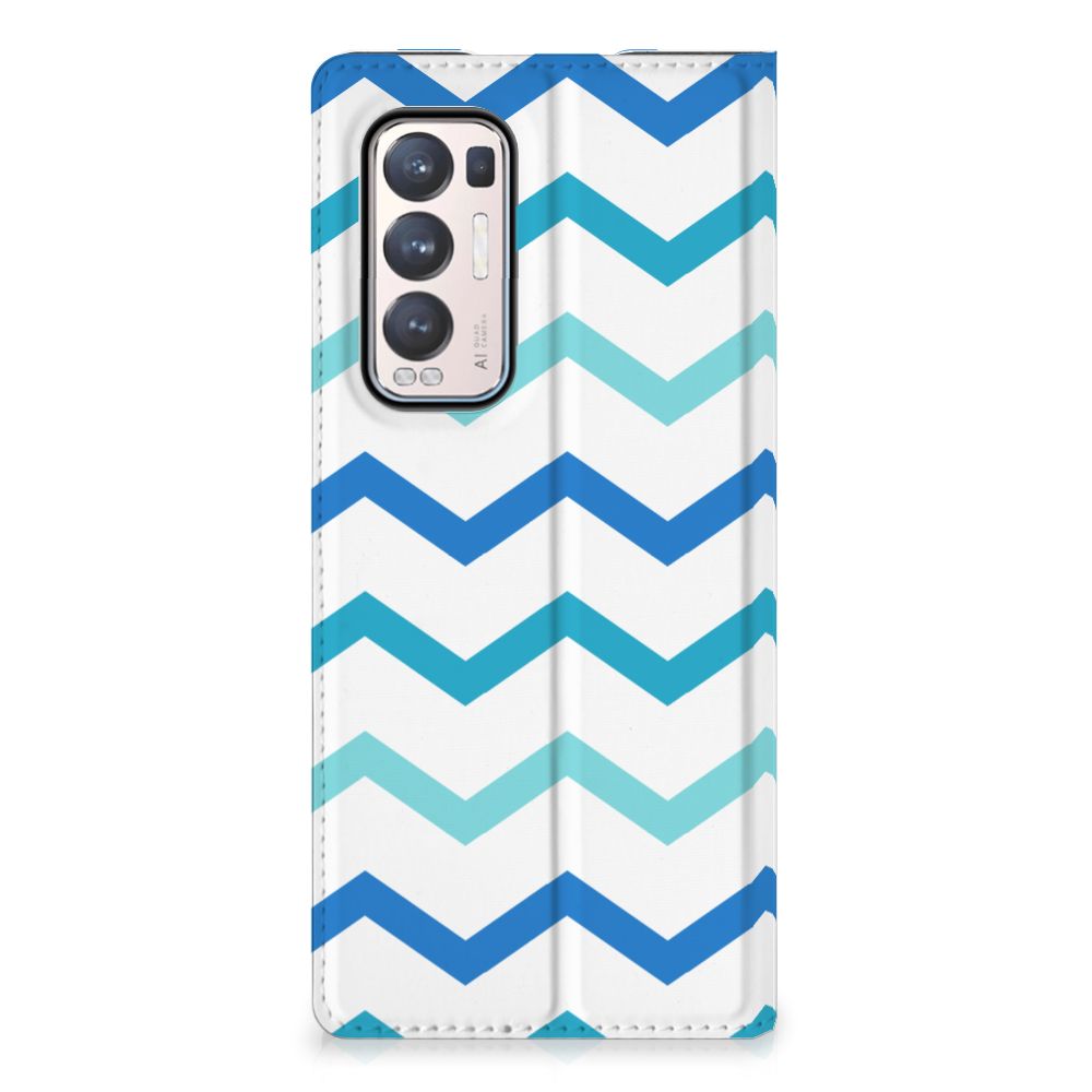 OPPO Find X3 Neo Hoesje met Magneet Zigzag Blauw - B2C Telecom