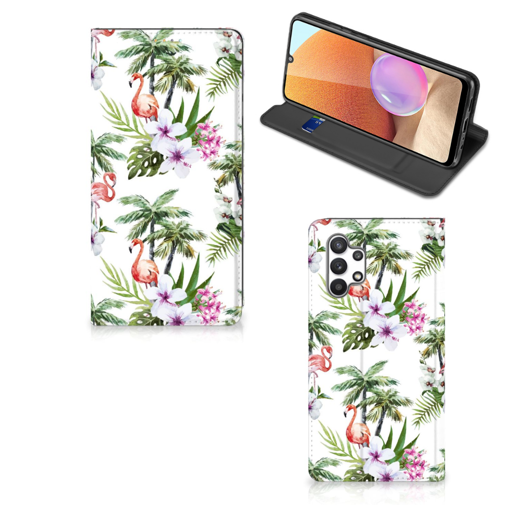Samsung Galaxy A32 4G | A32 5G Enterprise Editie Hoesje maken Flamingo Palms - B2C Telecom