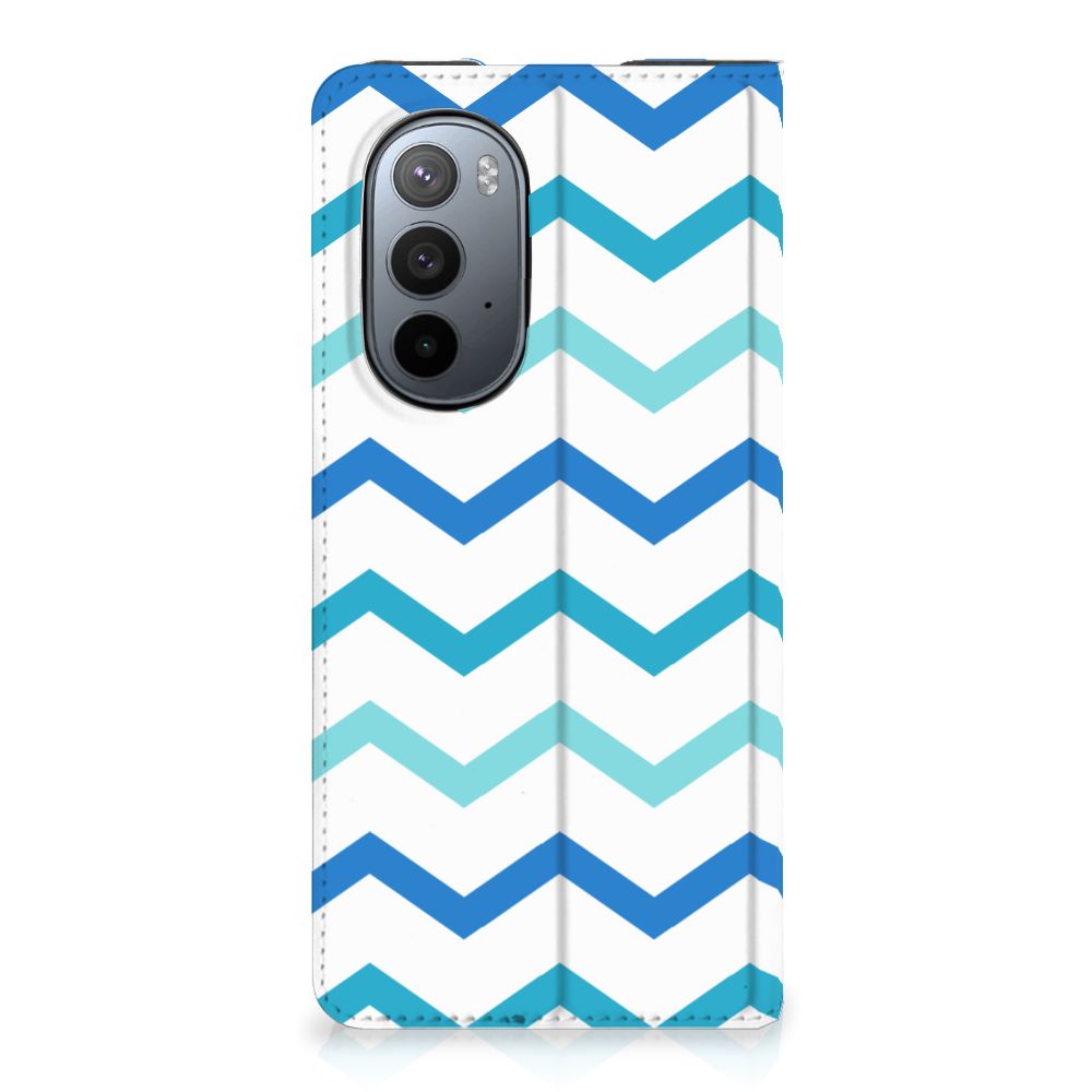 Motorola Edge 30 Pro Hoesje met Magneet Zigzag Blauw - B2C Telecom