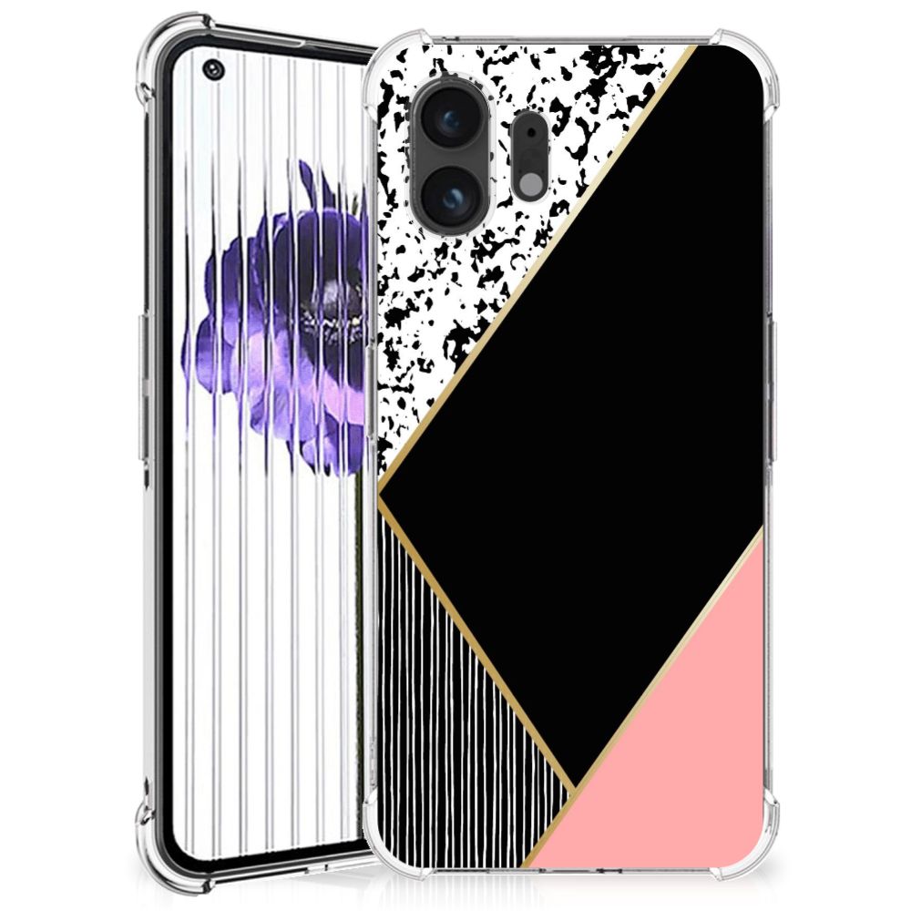 Nothing Phone (2) Shockproof Case Zwart Roze Vormen