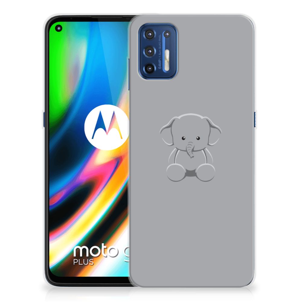 Motorola Moto G9 Plus Telefoonhoesje met Naam Grijs Baby Olifant