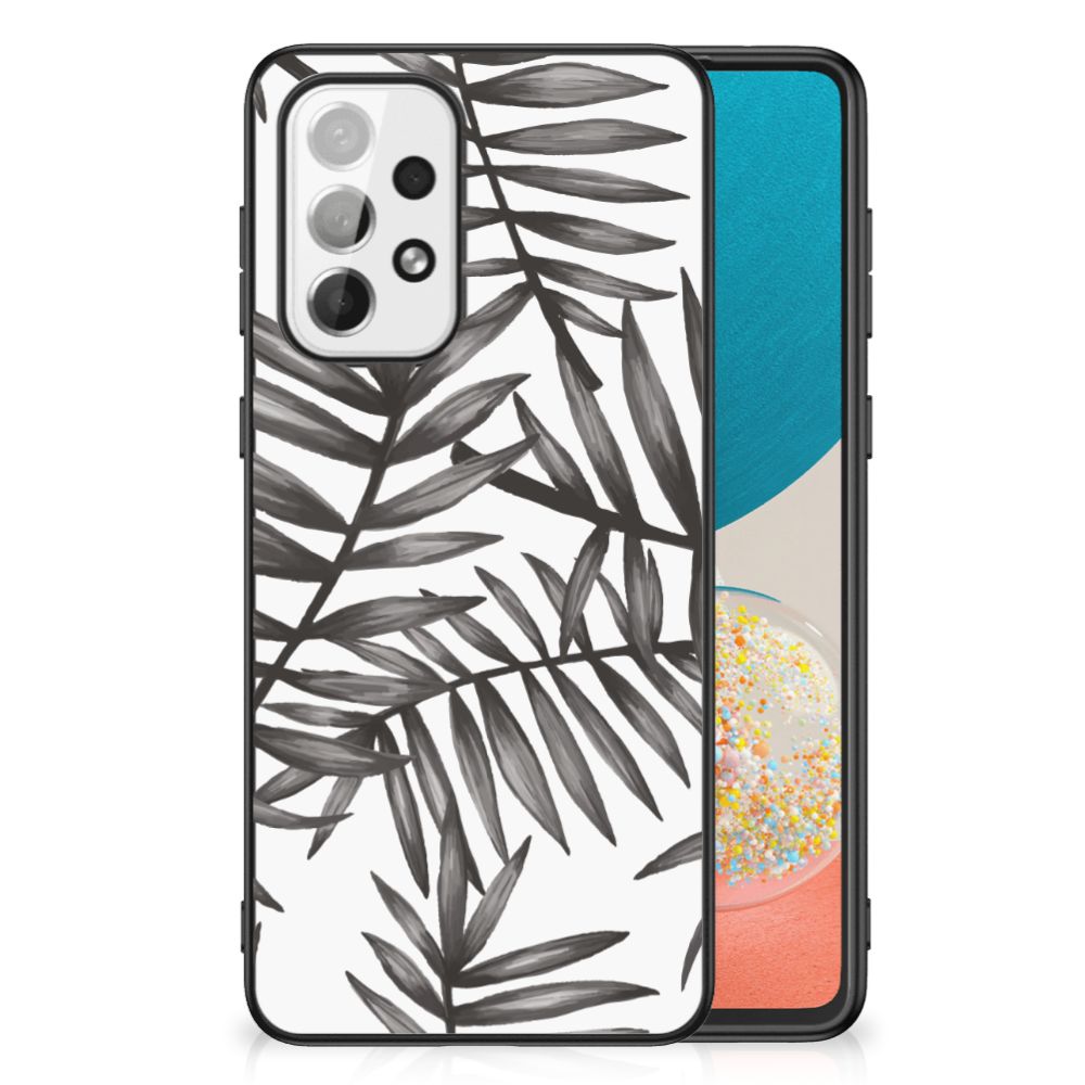 Samsung Galaxy A73 Bloemen Hoesje Leaves Grey B2C Telecom
