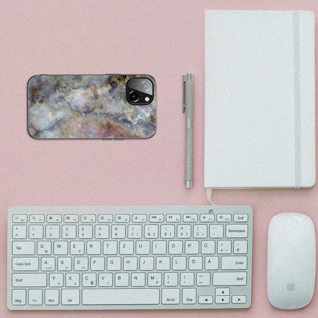 Apple iPhone 13 Marmeren Print Telefoonhoesje Marmer Grijs B2C Telecom