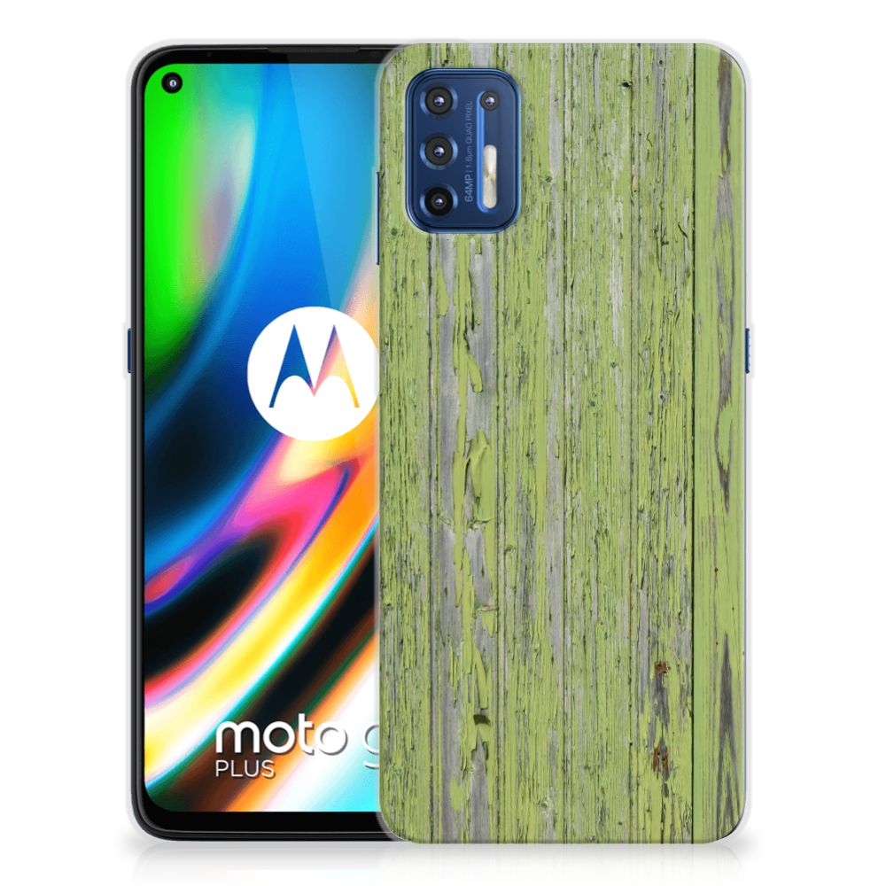 Motorola Moto G9 Plus Bumper Hoesje Green Wood