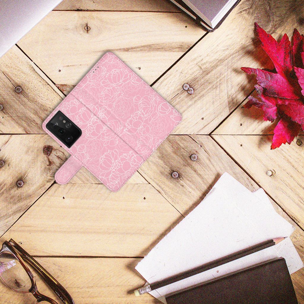 Samsung Galaxy S21 Ultra Hoesje White Flowers