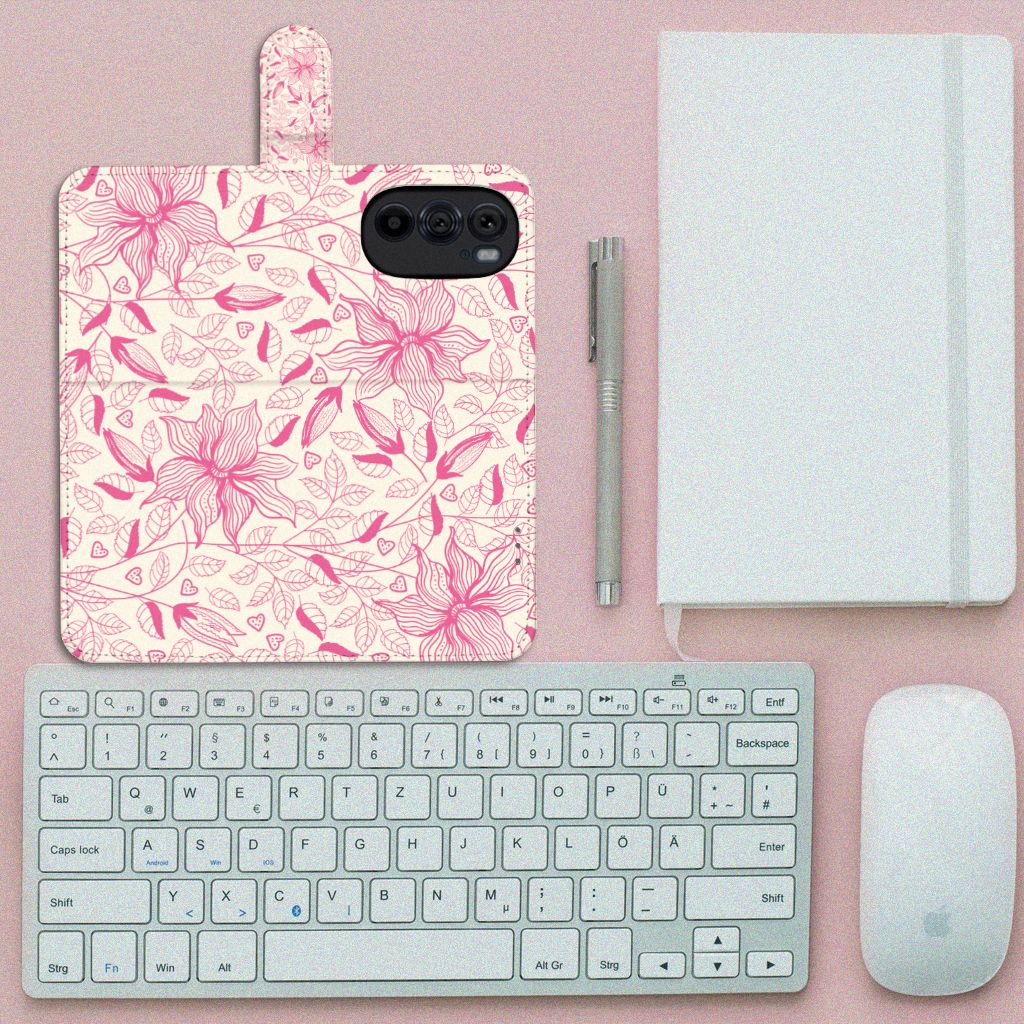 Motorola Edge 30 Pro Hoesje Pink Flowers