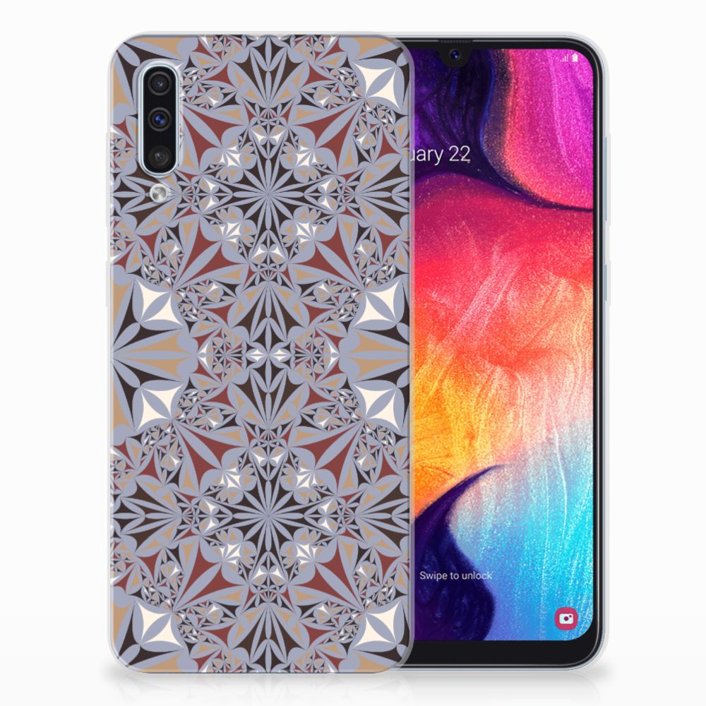 Samsung Galaxy A50 TPU Siliconen Hoesje Flower Tiles