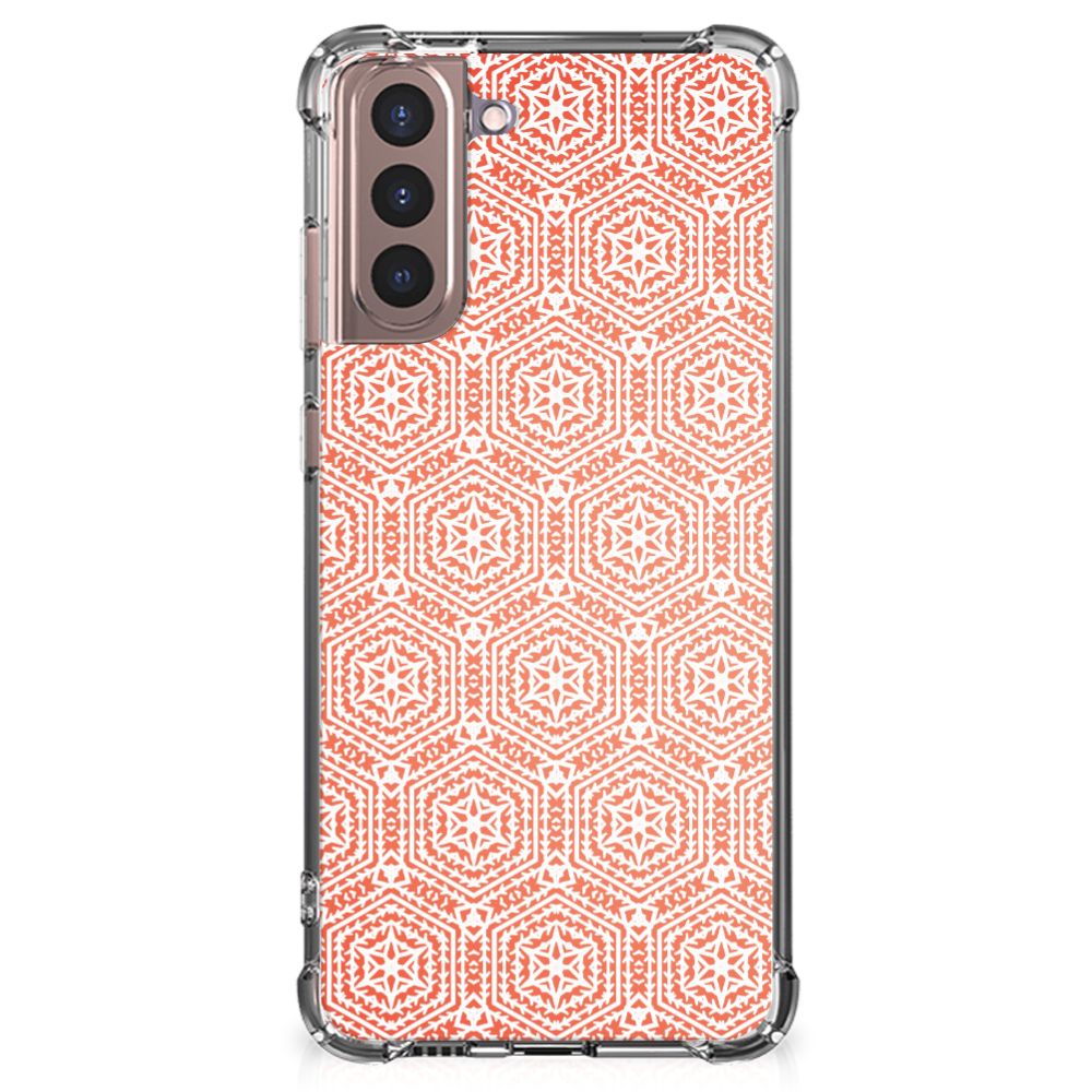 Samsung Galaxy S21 Plus Doorzichtige Silicone Hoesje Pattern Orange B2C Telecom