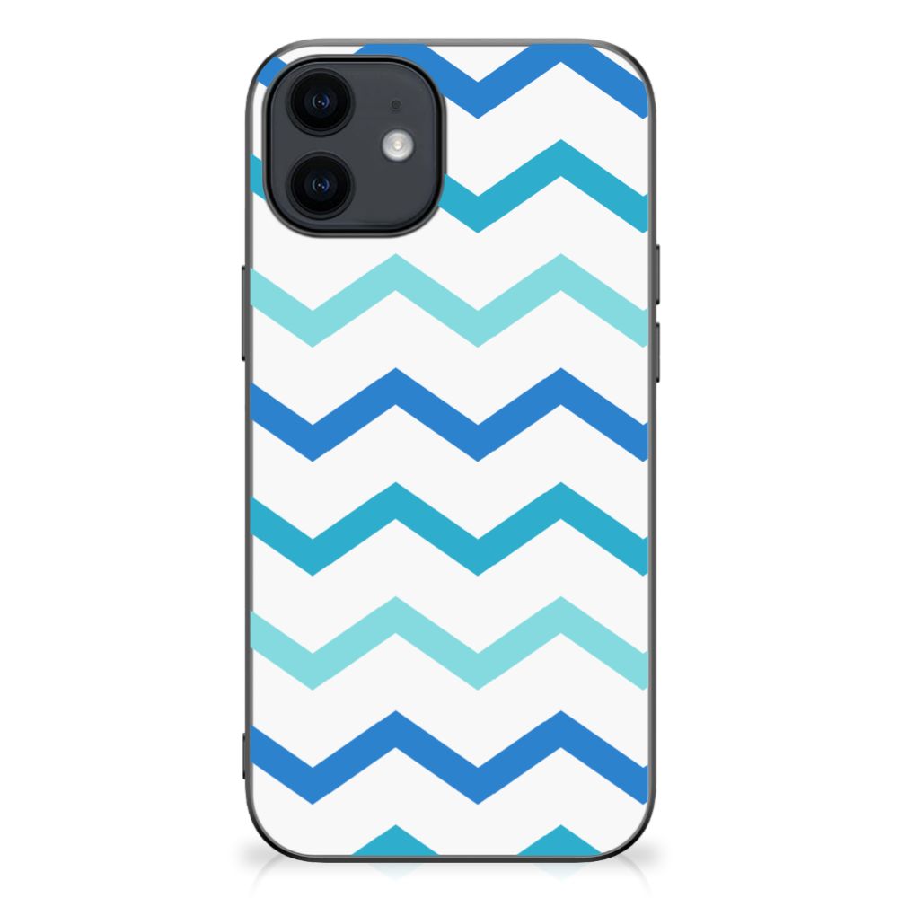 iPhone 12 Pro | 12 (6.1") Bumper Case Zigzag Blauw