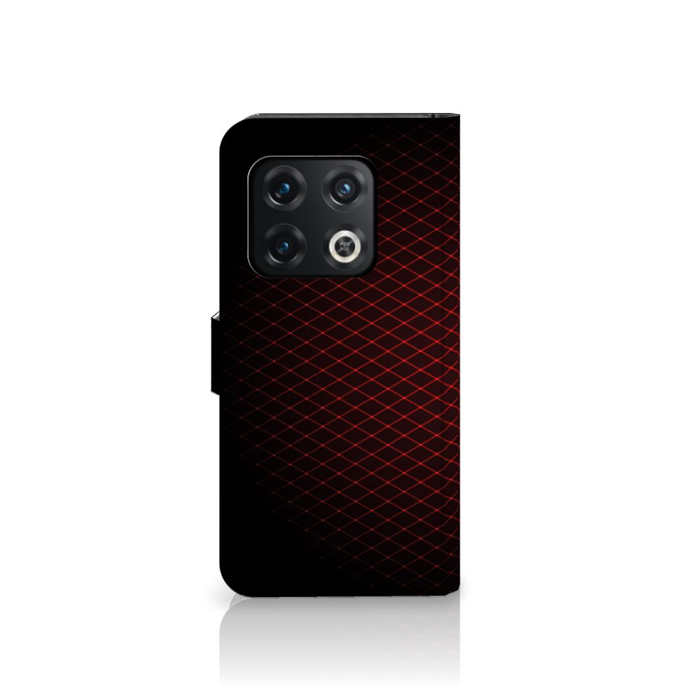 OnePlus 10 Pro Telefoon Hoesje Geruit Rood met minimalistisch ontwerp en ruimte voor 3 pasjes